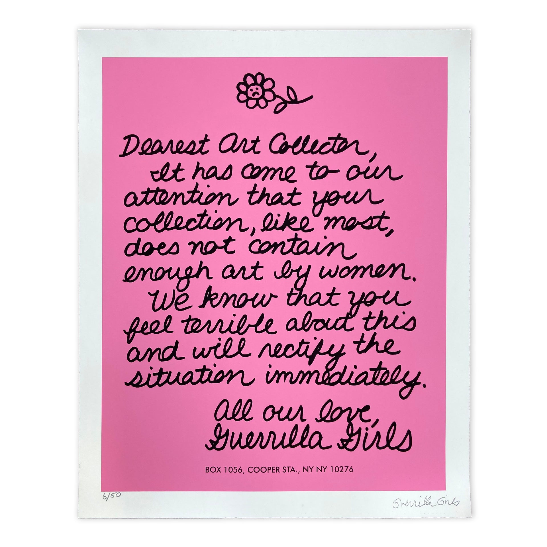 Guerrilla Girls "Dear Art Collector, 1986" Print