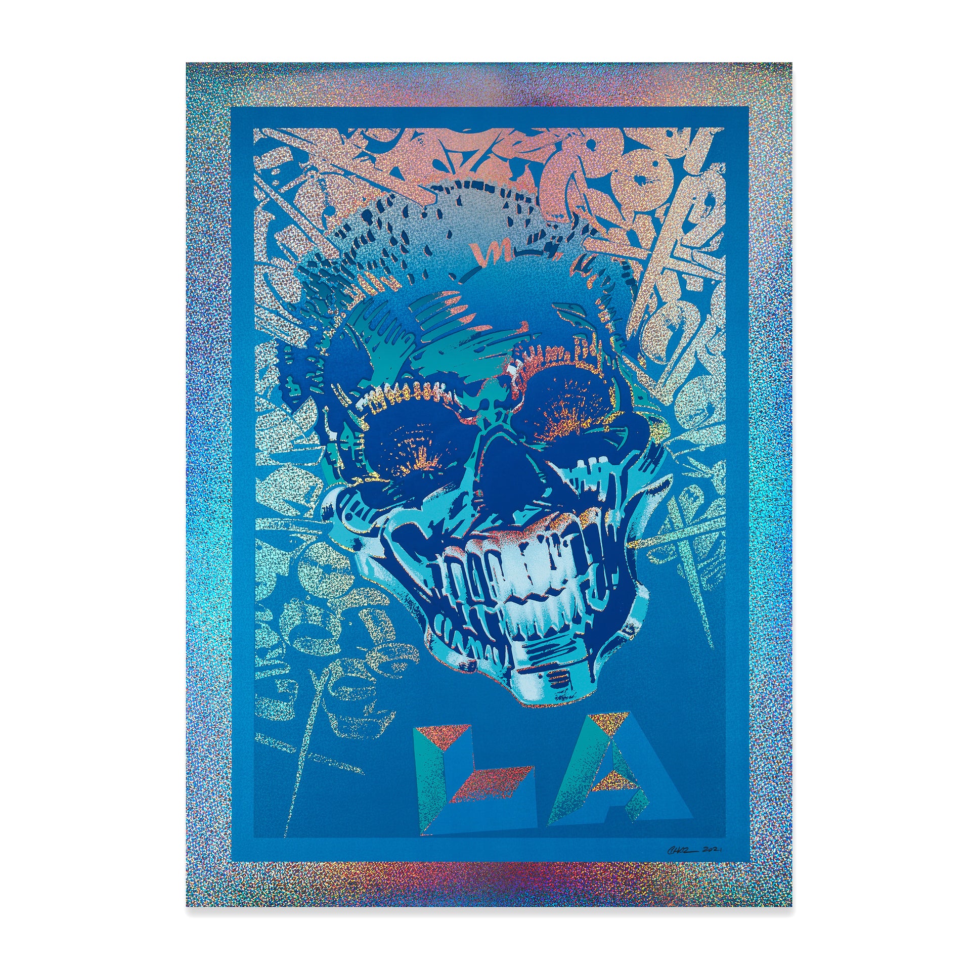 Chaz Bojórquez "LA MIX (Blue)" Print