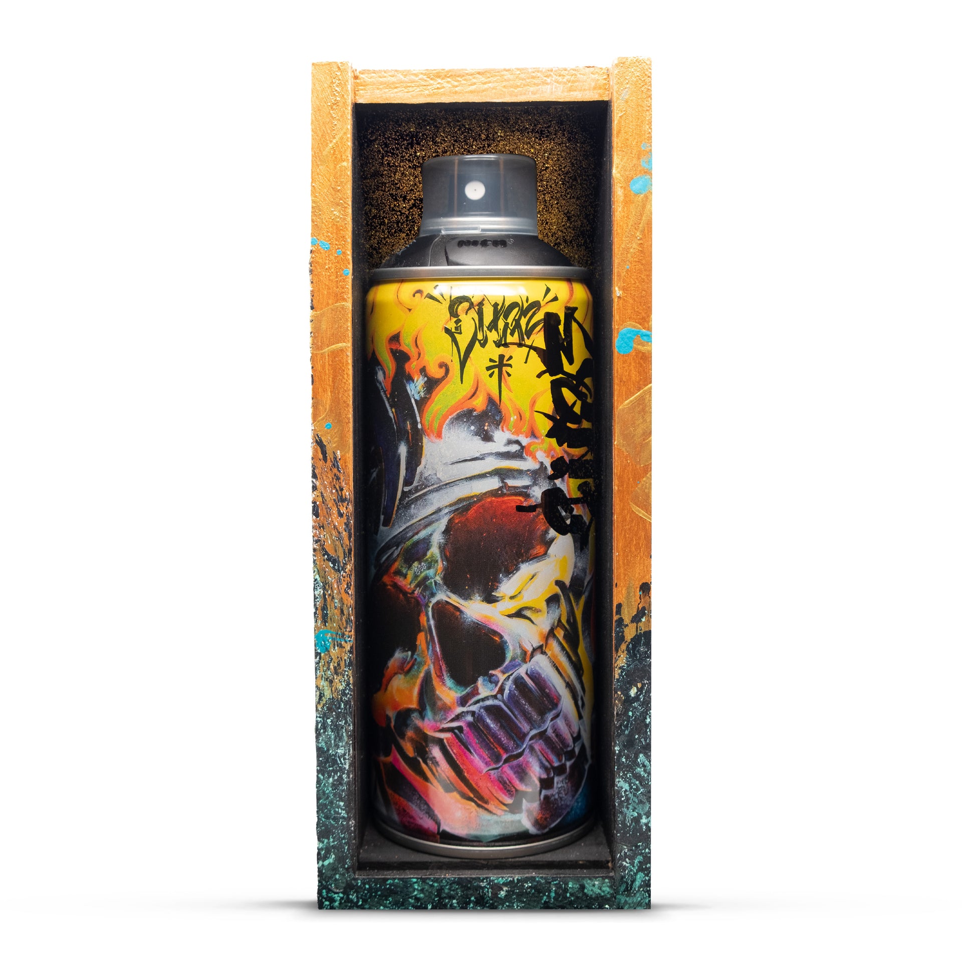 Chaz Bojórquez HAND-EMBELLISHED GOLD "Limited Edition MTN Spray Paint Can (Matte Black)"