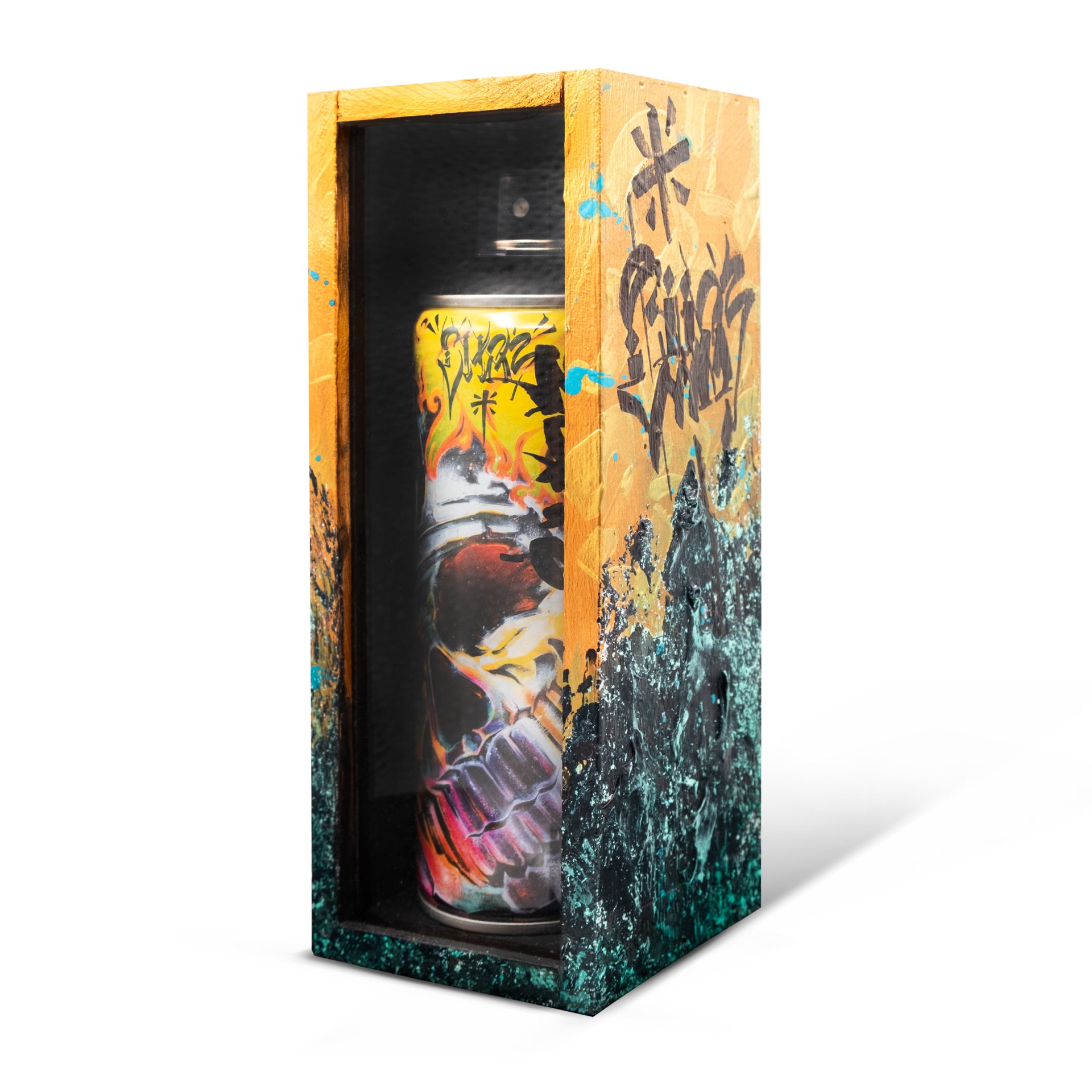 Chaz Bojórquez HAND-EMBELLISHED GOLD "Limited Edition MTN Spray Paint Can (Matte Black)"