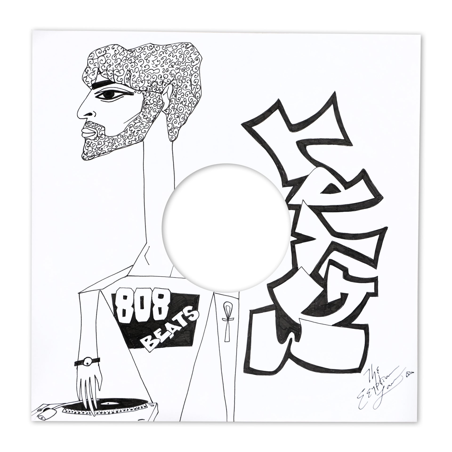 Egyptian Lover "Hand-Drawn Record Cover 26" Original Artwork