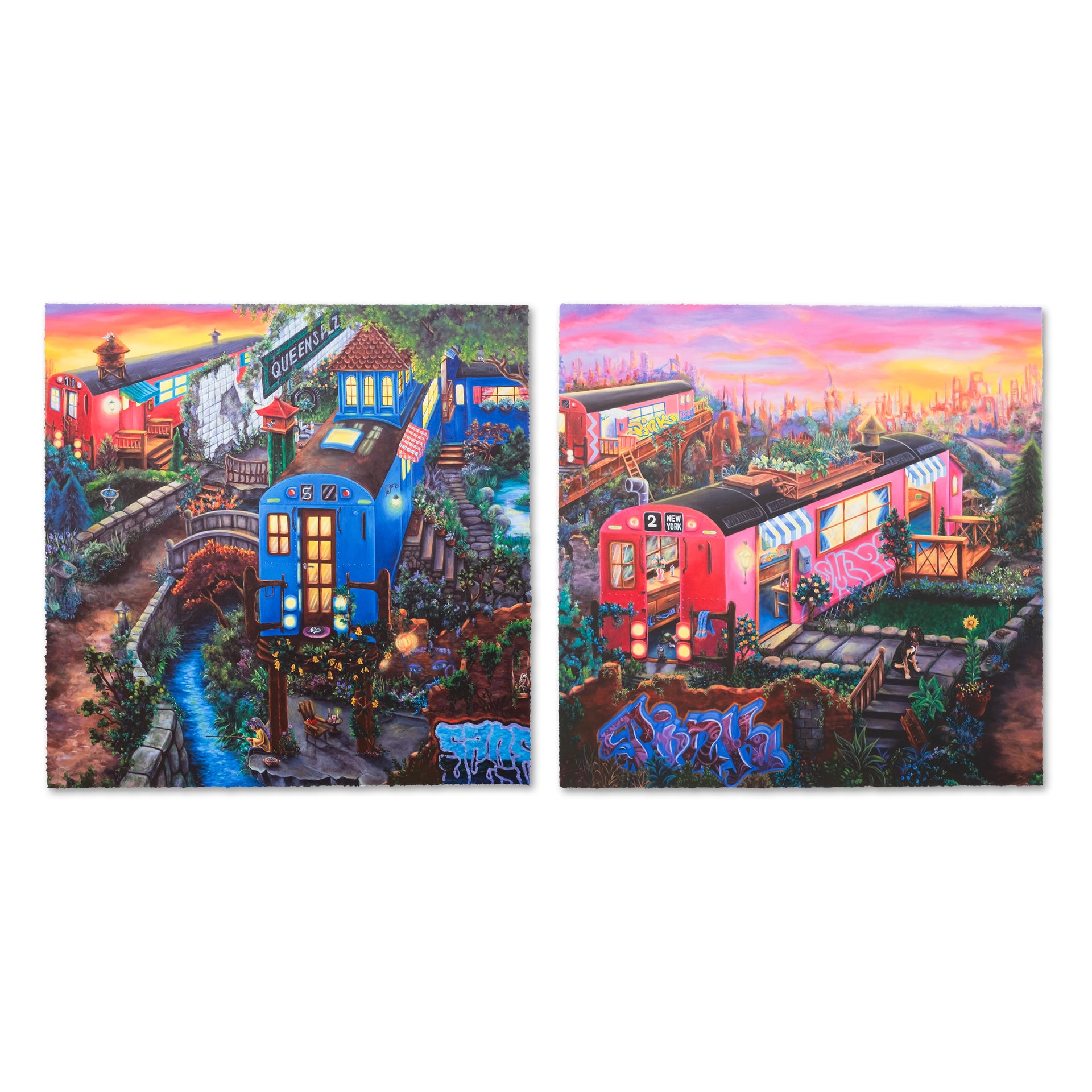 LADY PINK "Subway Village" Diptych Print