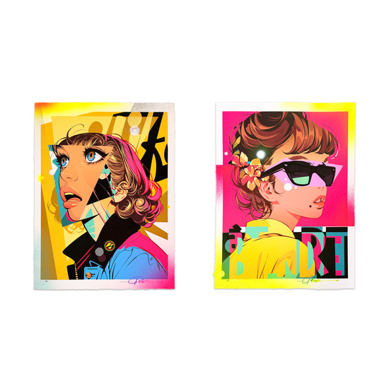 POSE "Sharp" & "Bande" Hand-Embellished Print Set