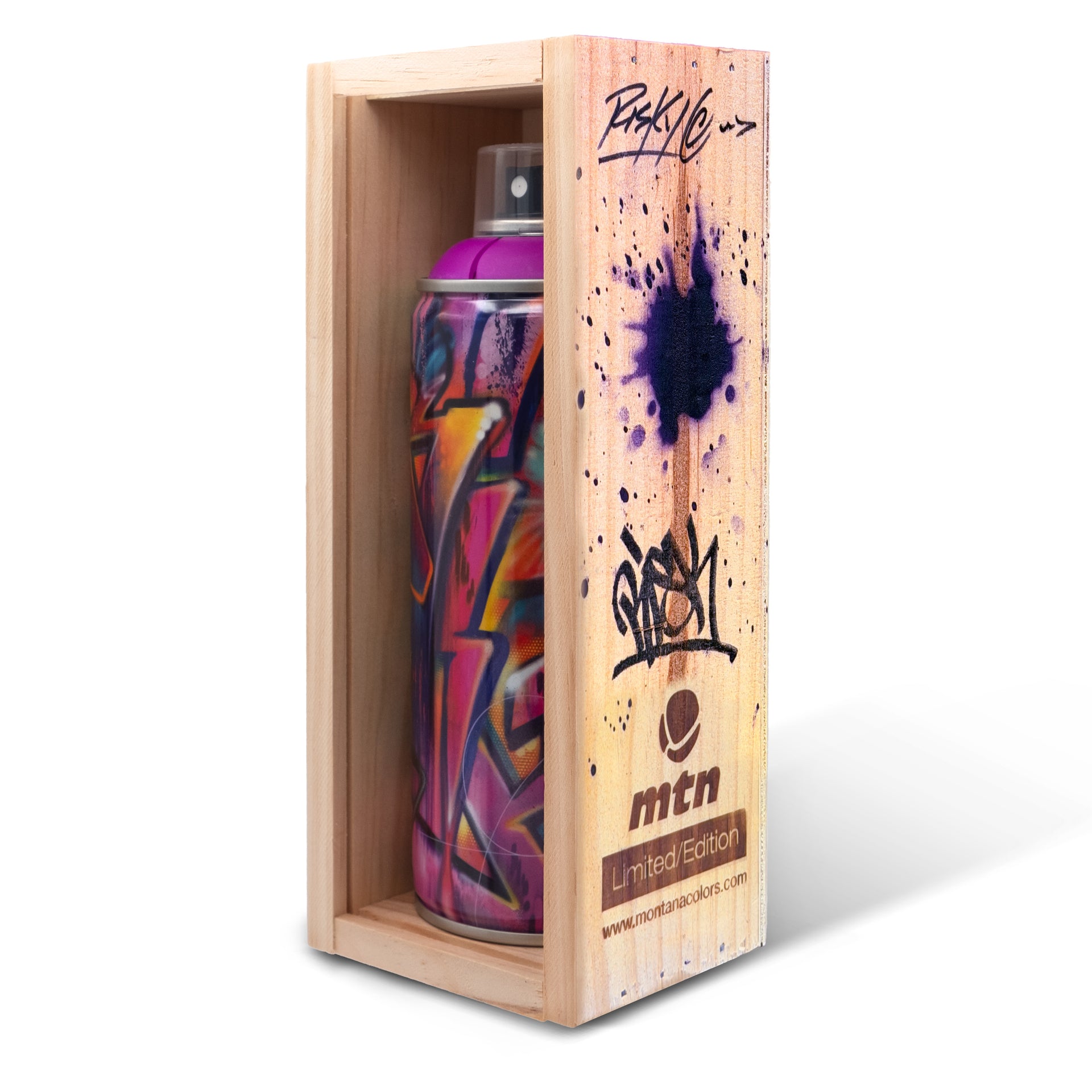 RISK "SIGNED & Embellished Limited Edition MTN Spray Paint Can (Fluorescent Violet)"