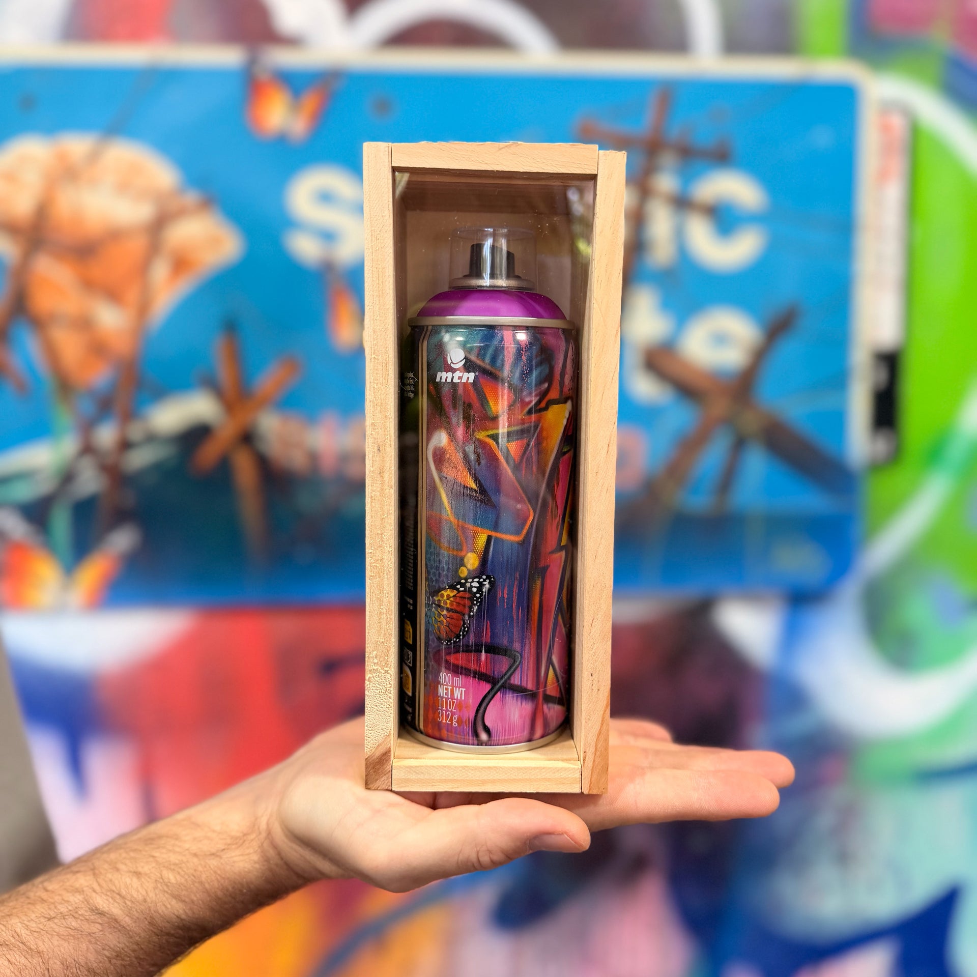 RISK "SIGNED & Embellished Limited Edition MTN Spray Paint Can (Fluorescent Violet)"