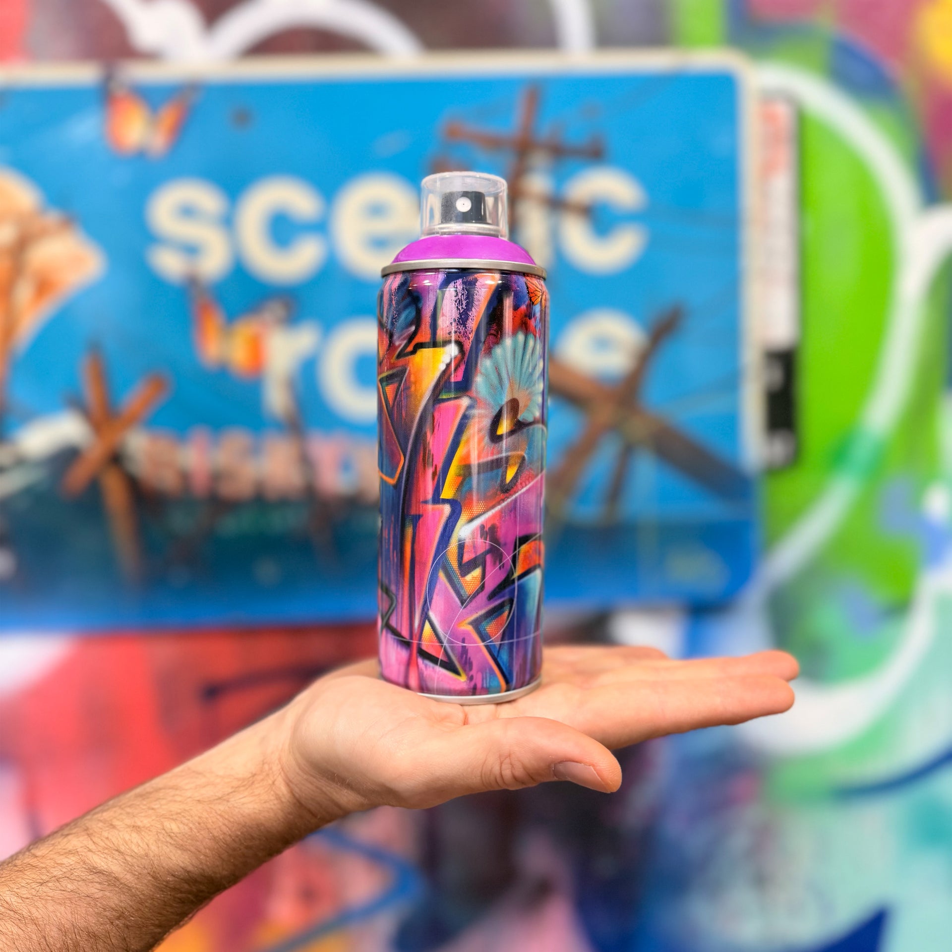 RISK "SIGNED & Embellished Limited Edition MTN Spray Paint Can (Fluorescent Violet)"