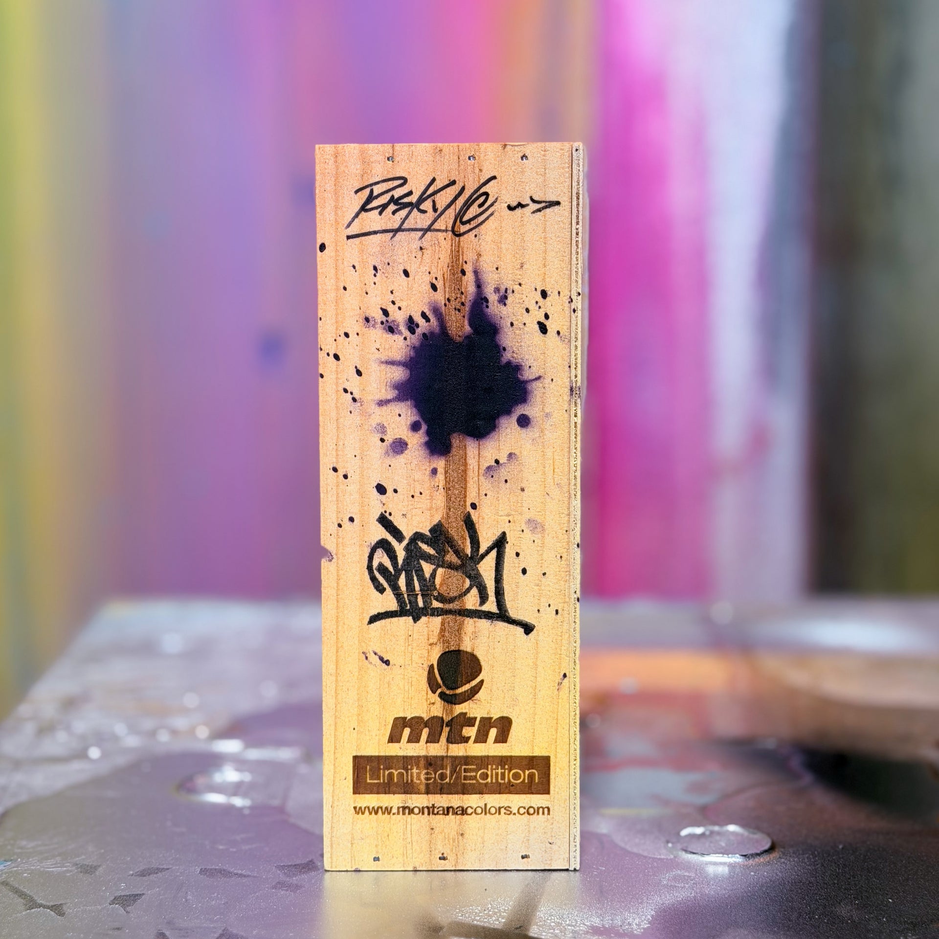RISK "SIGNED & Embellished Limited Edition MTN Spray Paint Can (Fluorescent Violet)"