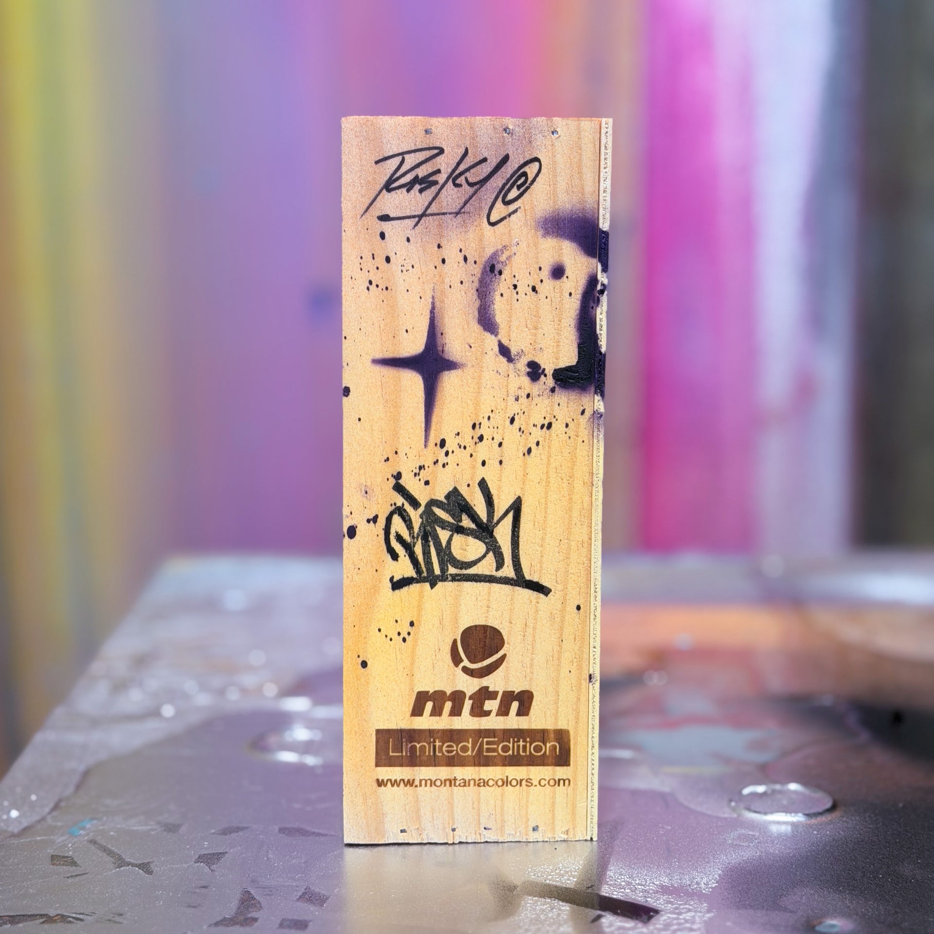 RISK "SIGNED & Embellished Limited Edition MTN Spray Paint Can (Fluorescent Violet)"