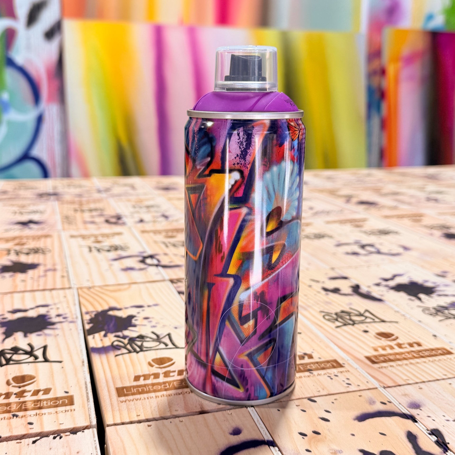 RISK "SIGNED & Embellished Limited Edition MTN Spray Paint Can (Fluorescent Violet)"