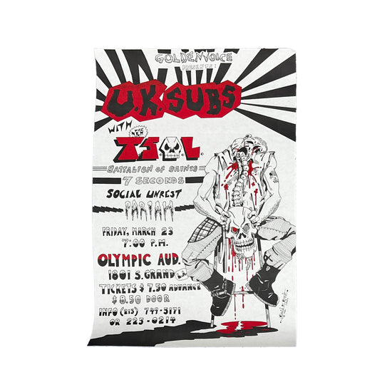 Kill Your Idols "U.K. SUBS T.S.O.L." Vintage Flyer