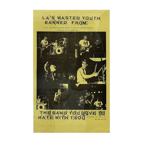 Kill Your Idols "Wasted Youth Banned" Vintage Flyer