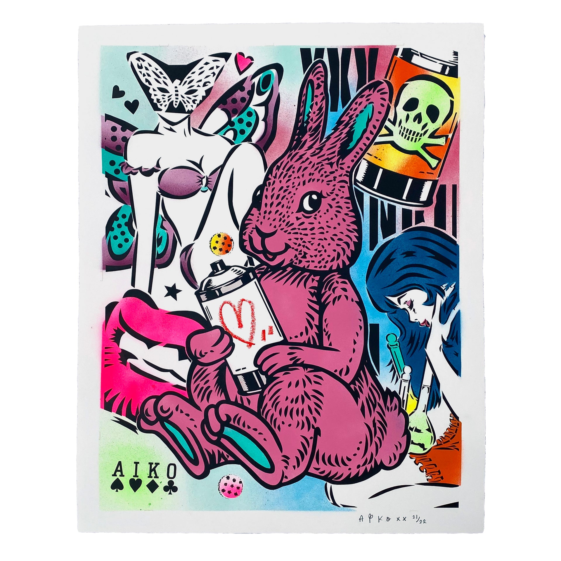 AIKO Bunny Love pink Print