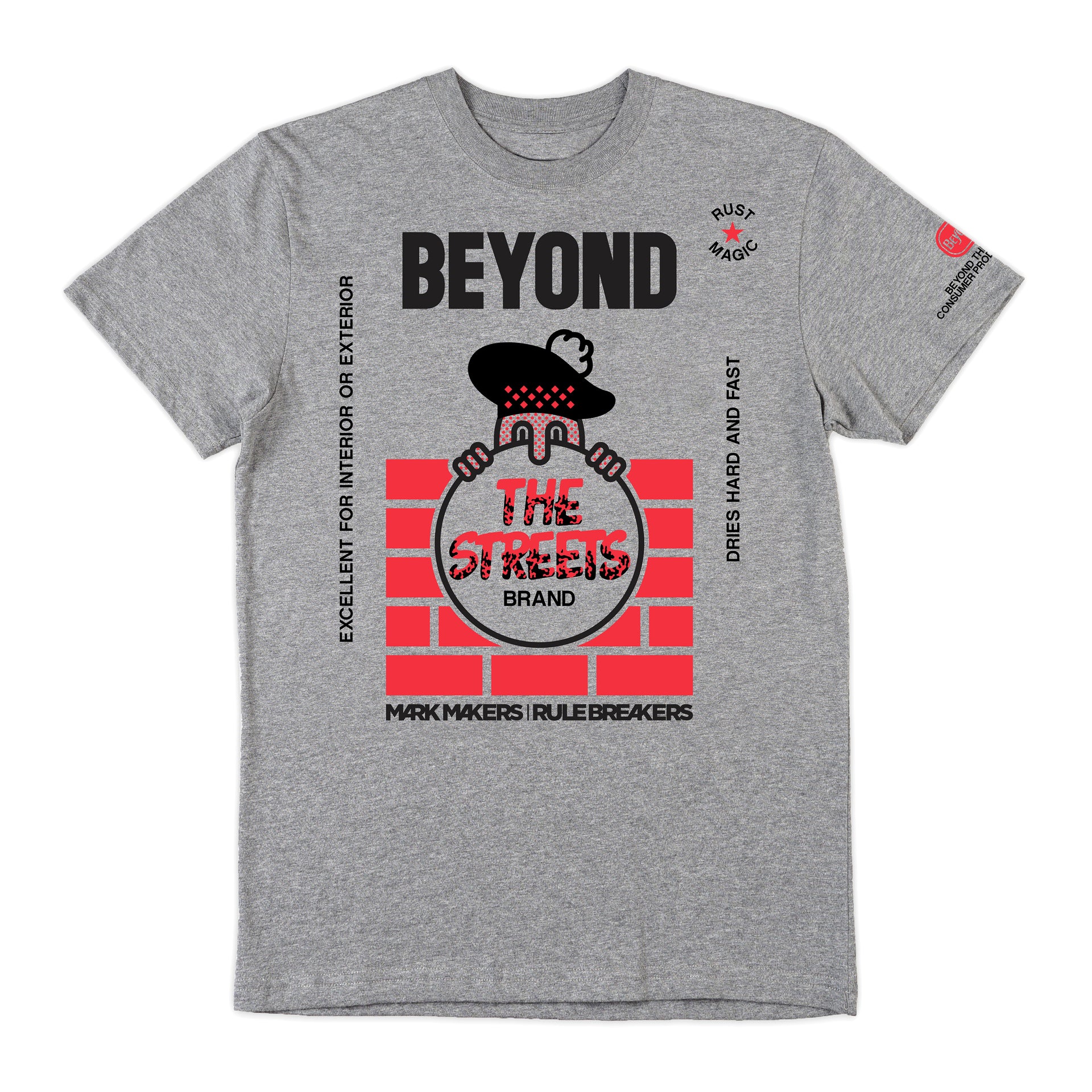 BEYOND THE STREETS gray t shirt mark makers rule breakers